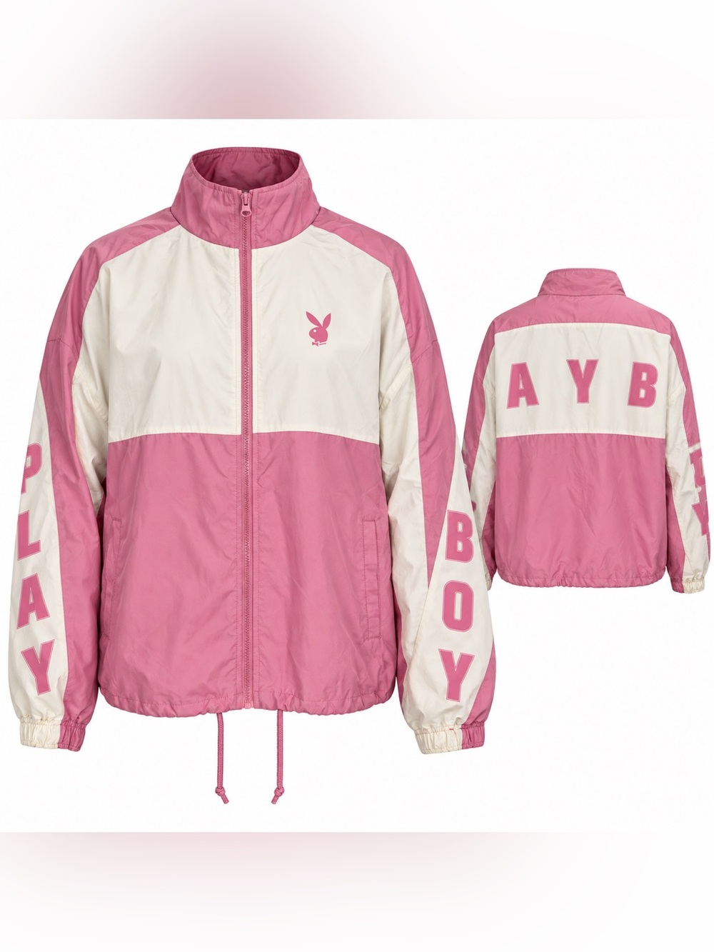 Playboy by PacSun Pink White Colorblock Windbreaker Jacket M/L